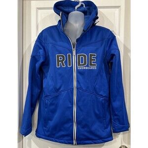 RIDE Snowboard Spellout Winter Sports Jacket Blue Fleece Lined Men's L